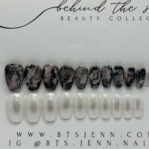 B&W Marble Press On Nail Set